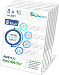 Wbtran Slanted Back Acrylic Sign Stands 8 x 10, Plastic Paper Sign Holder by Wbtran