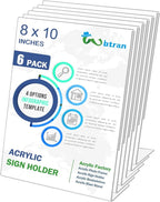 Wbtran Slanted Back Acrylic Sign Stands 8 x 10, Plastic Paper Sign Holder by Wbtran