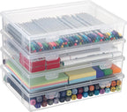 btsky clear plastic storage box with flap lid,4 shown in use