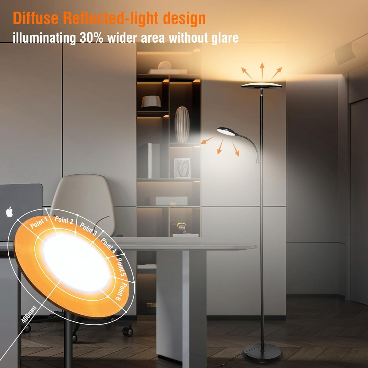 marctronic Floor Lamps for Living Room, 44W/4500LM Super Bright 2 in 1 LED Fl...