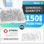 150 PCS Clear Push Pins Tacks Count in Reusable Box - Image 3