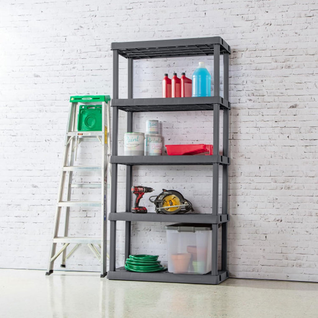 sterilite 5 shelf unit, heavy-duty plastic storage & on a desk or shelf