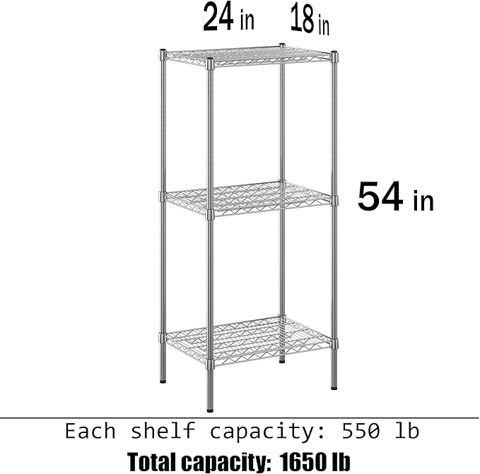 Regal Altair 18" Deep x 24" Wide x 54" Height Wire Shelving Kit | 3-Tier | NSF - Image 3