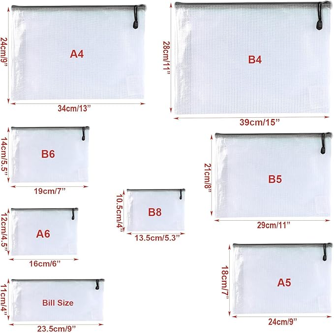 Oaimyy-18 PCS-Mesh Zipper Pouch, Plastic Zip File Folders Puzzle Bags Large - Image 3