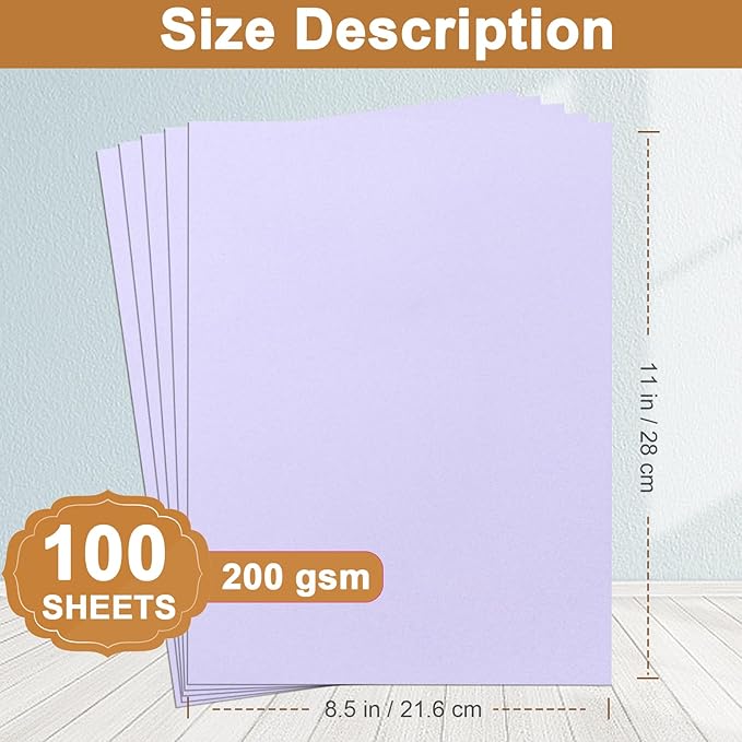 Silunkia 100 Sheets Purple Cardstock 8.5 x 11 Certificates Paper, 200gsm/75lb - Image 2