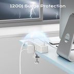 Flat Plug Desk Clamp Power Strip 10FT, 24W Total Charging Station, Desk Edge - Image 6