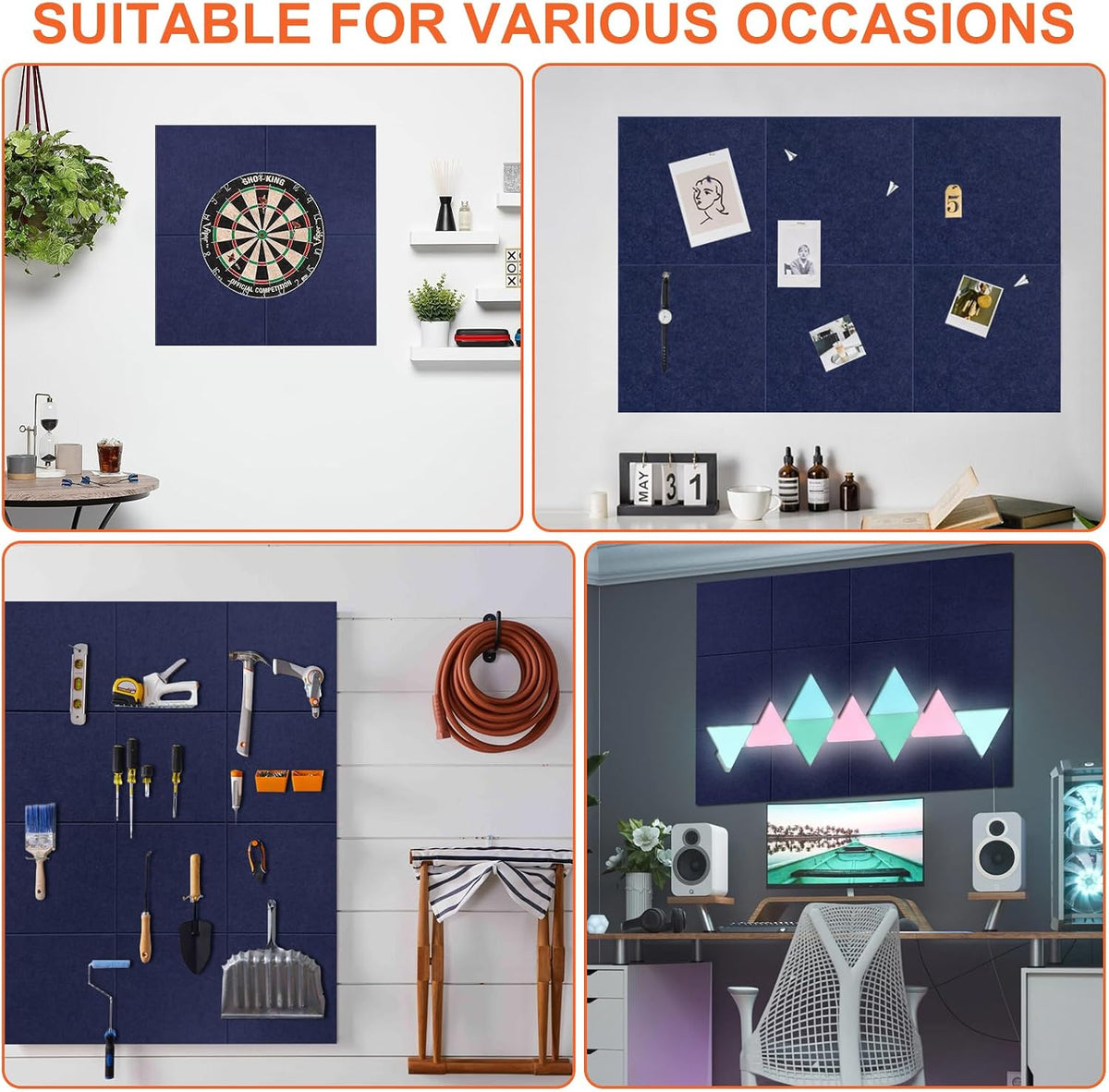Cork Boards for Walls 48" x 36" Felt Board Alternative, 12 Pack Fel...