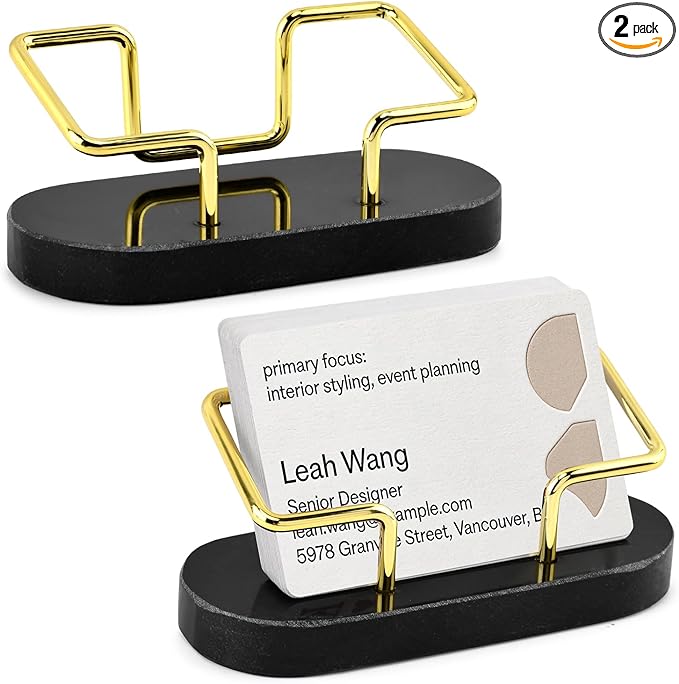 Zornaveli Marble Business Card Holder, 2 Pack Modern Business Card Display Stand by Unknown
