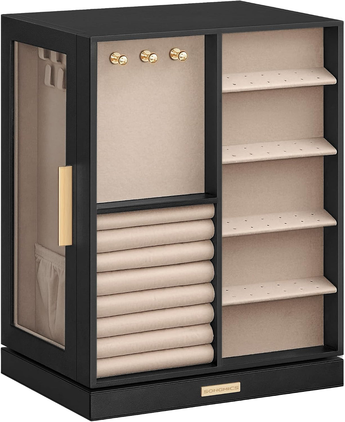 SONGMICS Jewelry Box Organizer, 360° Rotating, 5 Drawers, Ink Black