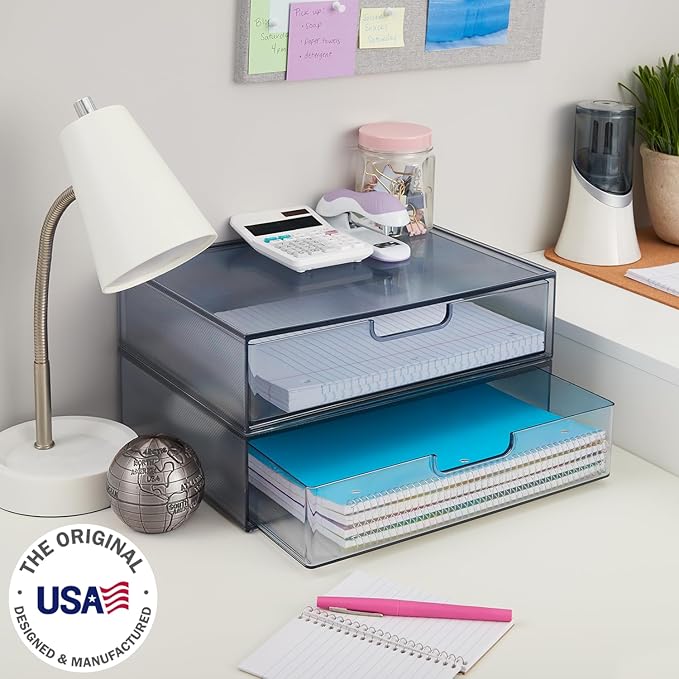 STORi STAX Plastic Stackable Organizer Drawers Classic Grey | 12.5" Wide | Set - Image 2