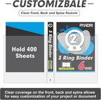 3 Ring Binder 2 Inch, PANDRI 6 Pack 2-Inch Binder Fits Letter Size 8.5'' x 11'' - Image 5