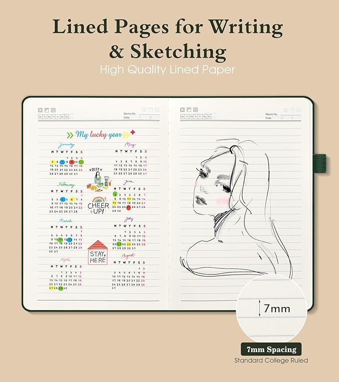 PAIBAS Lined Journal Notebook for Women Men, 160 Pages, A5 Hardcover Vintage - Image 3