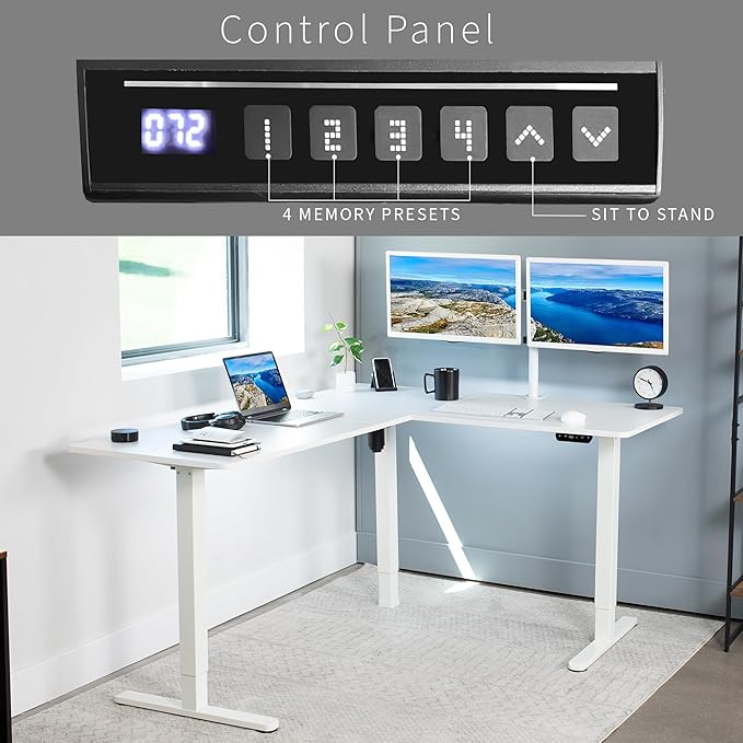 VIVO Electric Corner 63 x 55 inch L-Shaped Standing Desk, Memory Height - Image 5