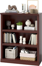 blini 3-Shelf Bookcase Wooden Bookshelves 33in Wide Floor Standing Display - Image 6