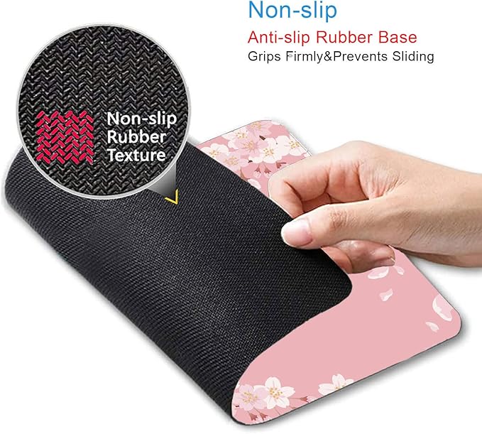 IMAYONDIA Cute Pink Mouse Pad, Floral Flowers Mouse Pad, Sakura Cherry Blossom - Image 3