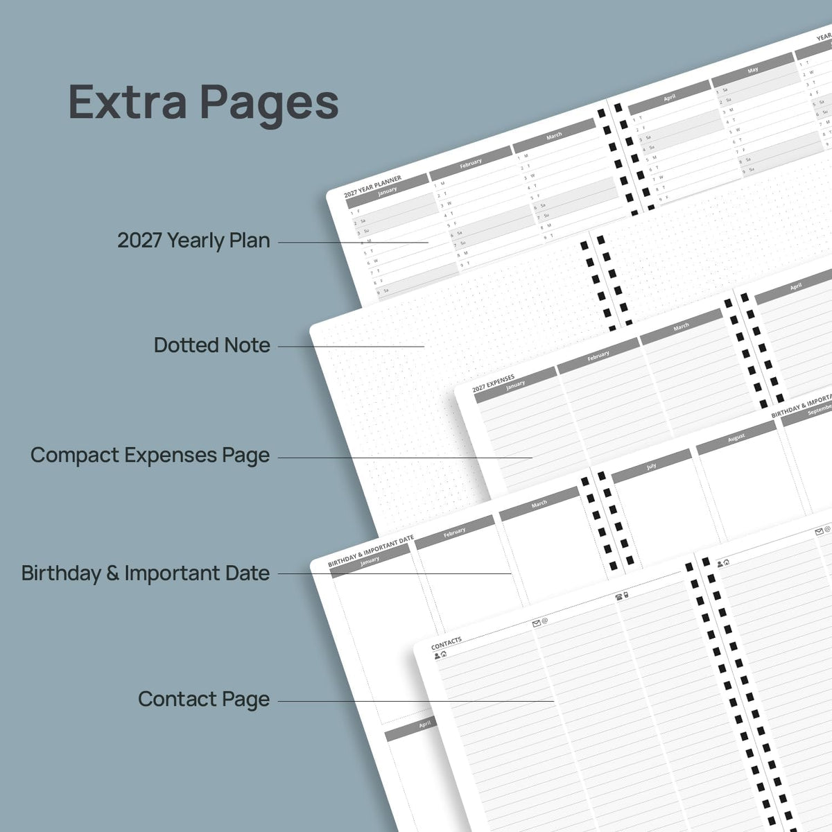 POPRUN 2027 Planner, 8.5'' x 10.5'', Weekly and Monthly Daily...