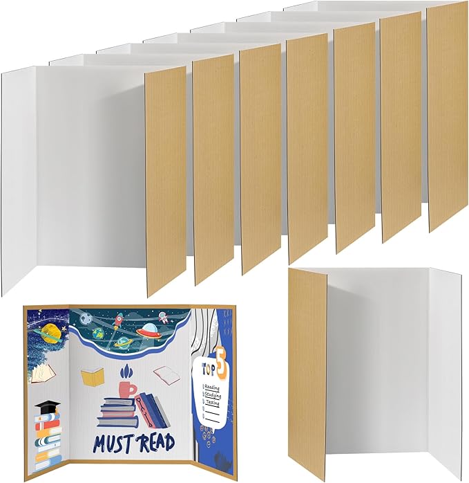 8 PCS Trifold Poster Board- Extra Large 48" x 36" Tri Fold Display Board Hard & by Cosweet