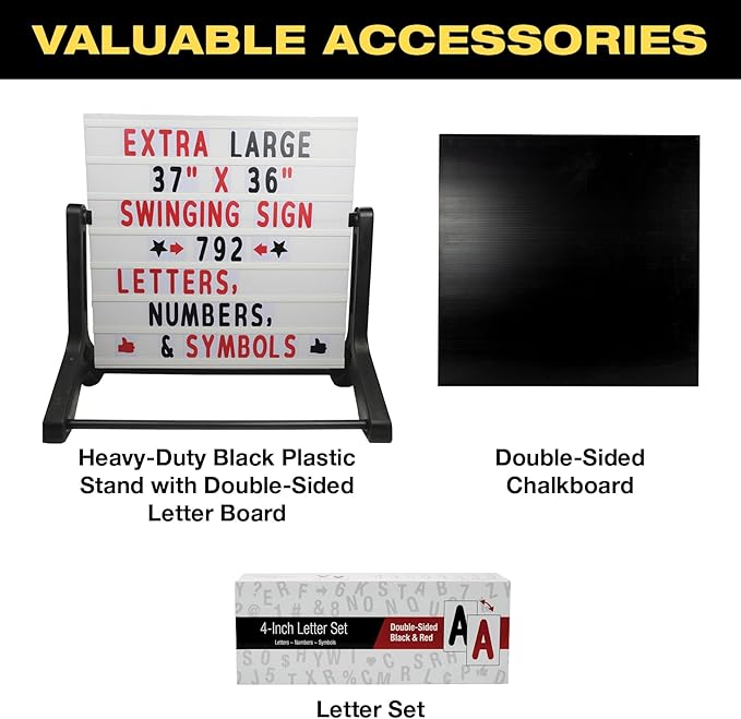 Excello Global Products Swinging Changable Message Sidewalk Sign: 37" x 36" Sign - Image 2