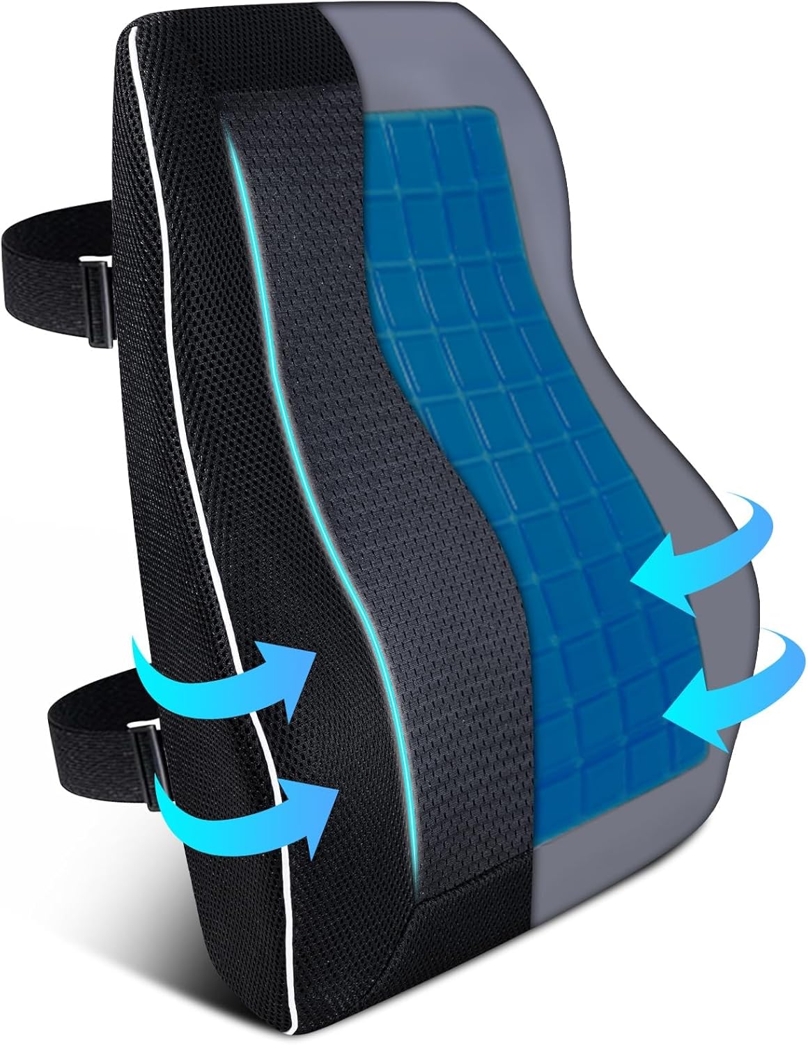 Gel Lumbar Support Pillow for Office Chair Car Gaming Chair Lower Back Pain