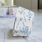 Ceramic Paper Clip Holder With Gold Line Geometric Floral Paper Clip Dispenser for Desk Cute Paper Clip Organizer Office Binder Clip Holder Gift for Office Blue Flowers