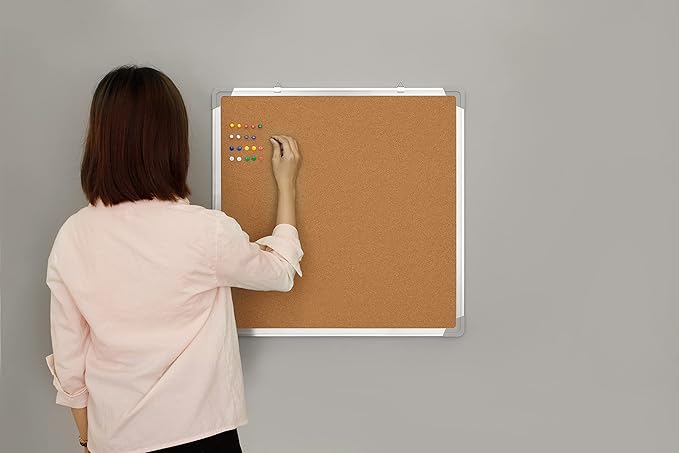 Cork Board Set - Bulletin Corkboard 24 x 24 inch Framed - Wall Hanging Message - Image 2