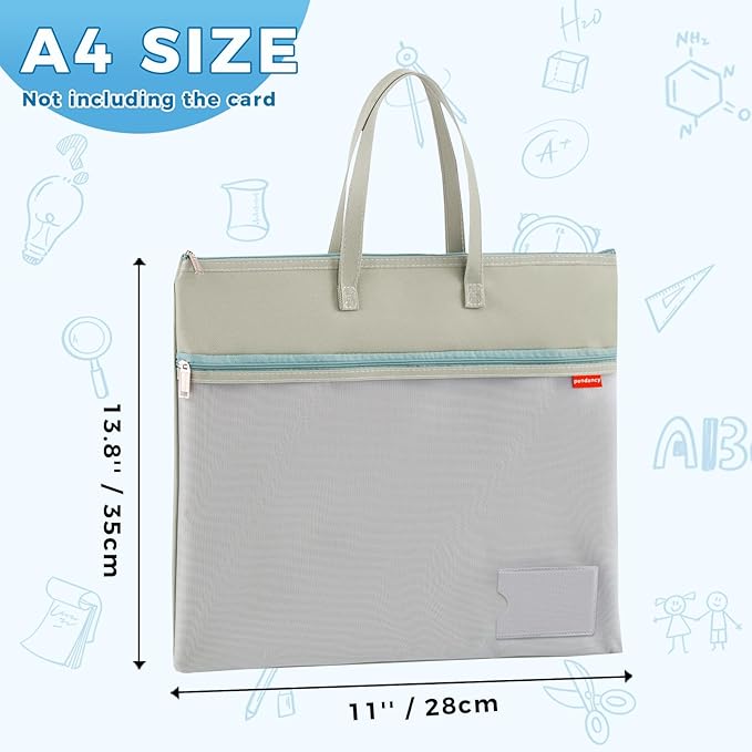 Pendancy Mesh Zipper Pouch A4 Size, Large Double Pocket Waterproof File Bag - Image 2