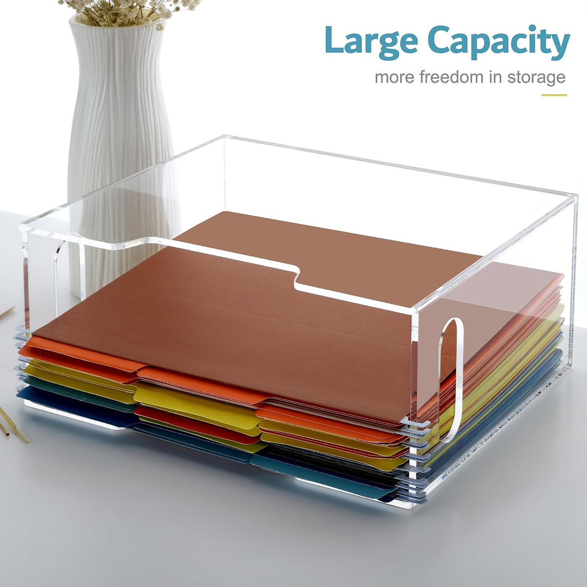 DINGHUO Hanging File Organizer, Acrylic File Holder with Handles, No Assembly...