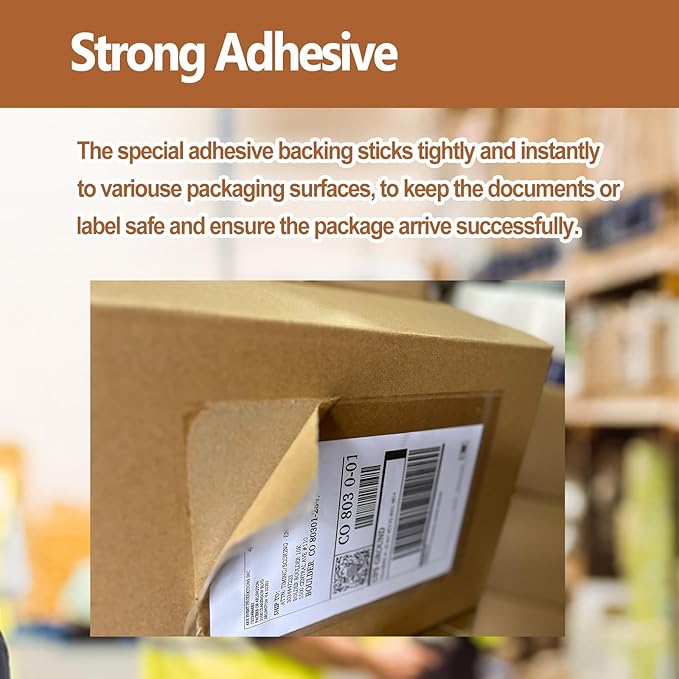 BEUYI 2.5 Mil Premium 7"x10" Clear Adhesive Shipping Label Pouches, Packing - Image 3