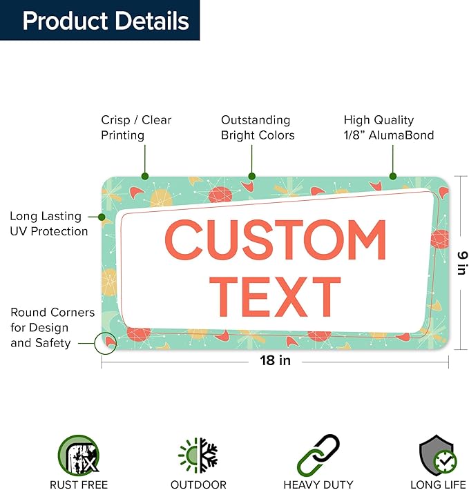 Custom Sign, Custom Street Sign, 11 Font Colors, 13 Font Styles, 4 Hole Options - Image 6