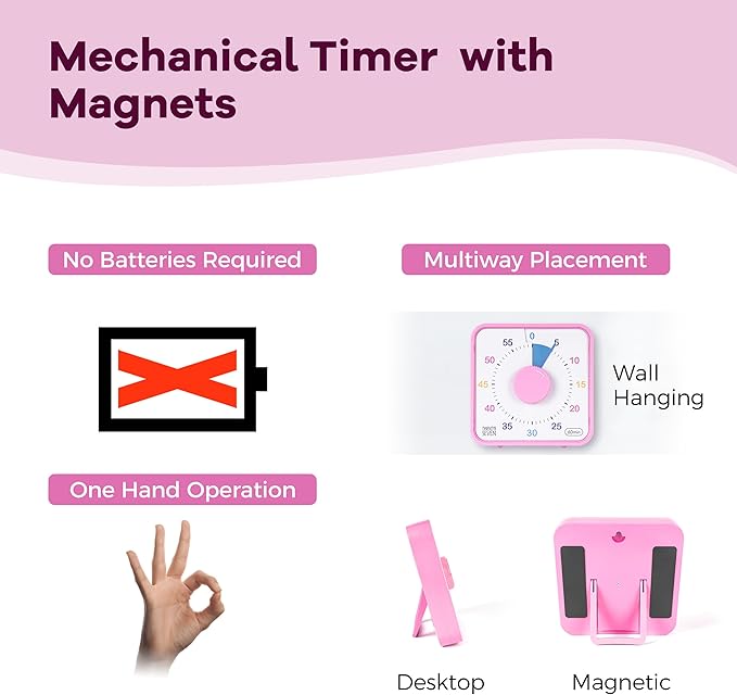 TWENTY5 SEVEN Countdown Timer 7.5 inch, 60 Minute 1 Hour Visual Timer - Image 2