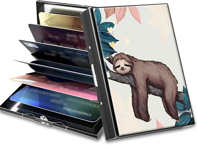 BWEGRHE Slim Credit Card Holder, Sloth RFID Blocking Metal Wallet by BWEGRHE