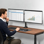 wali articulating dual monitor stand for 13-32 inch on a desk or shelf