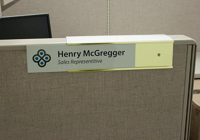 Quality Aluminum, Changeable Cubicle Nameplate Holder, Satin Silver Base - Image 2