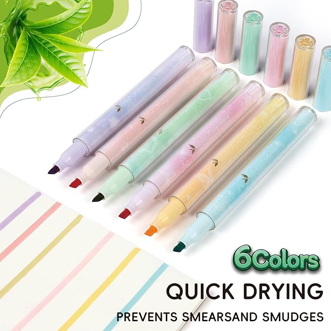 Techjob Aesthetic Highlighters 6 Pack, Chisel Tip, Highlighters Assorted Colors - Image 2