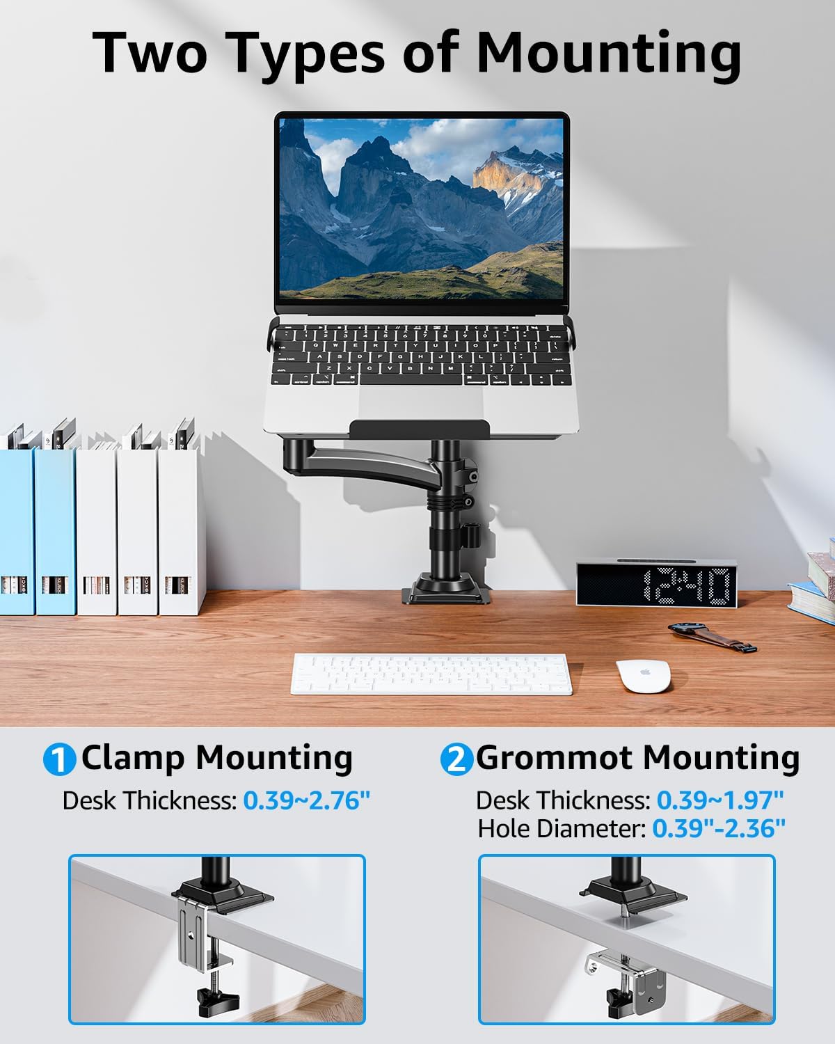MOUNTUP Laptop Desk Mount, Adjustable Laptop Stand for max 17" Notebook ...
