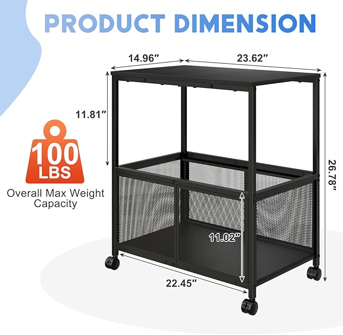 Sbanmao Rolling File Cart, Mobile Hanging File Cabinet - Image 7