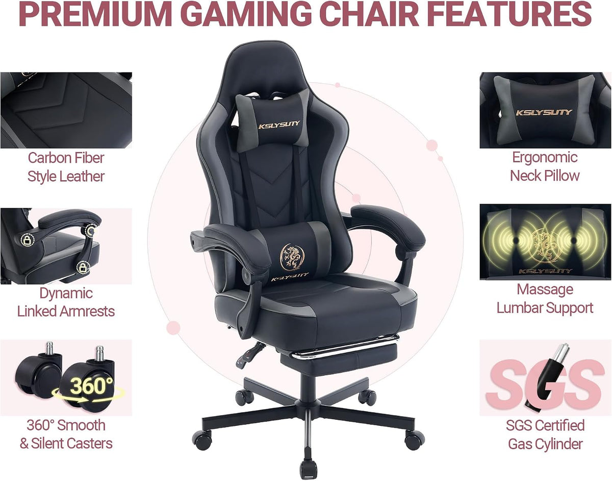 Mistpeople Gaming Chair, Ergonomic High Back Computer Chair with Footrest, Lu...