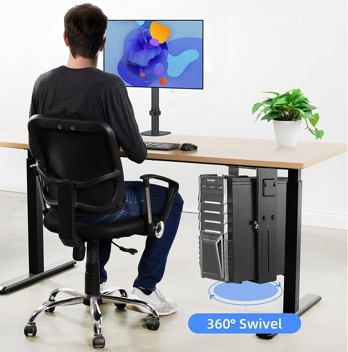 Pholiten Under Desk CPU Mount, 3.94 to 11.61" Wide, Max Load 44Lbs