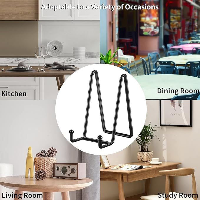 Decolore 6 Inch 5 Pack Black Metal Display Stands Plate Holder Display Stands - Image 4