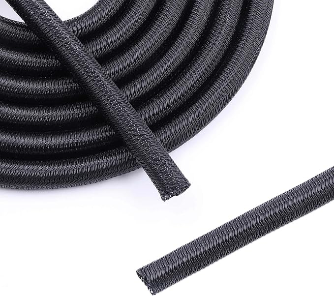 Flauzmann 3/8" Braided Cable Sleeve - 10Ft Cat Cord Protector Split Wire Loom by Unknown