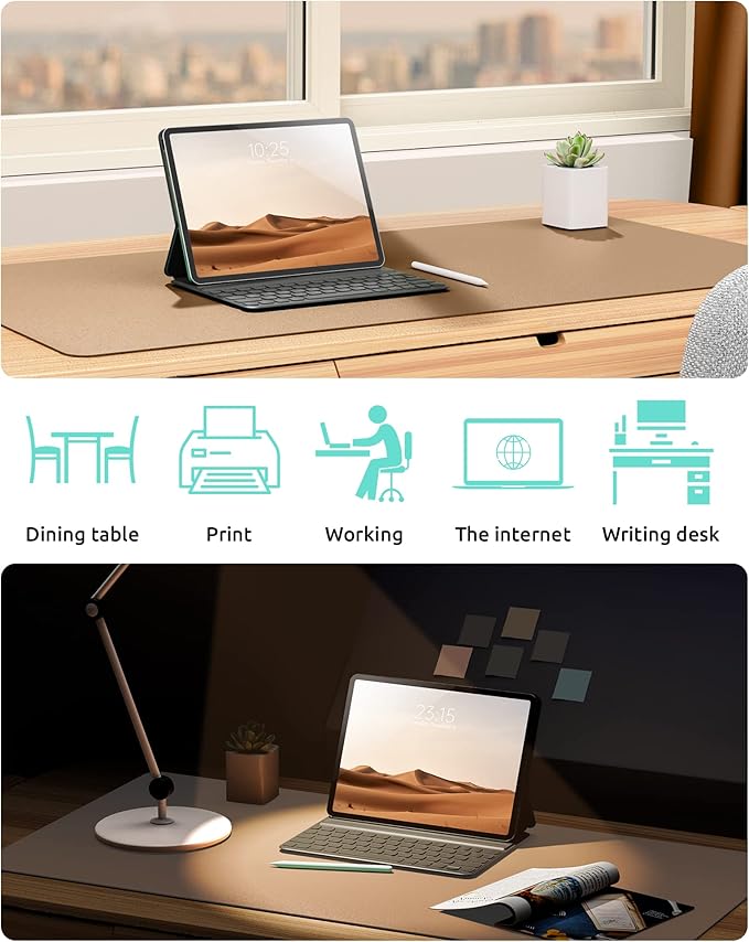 YSAGi Leather Desk Protector, Office Mat, Large Mouse Mat, Non-Slip PU Leather - Image 6