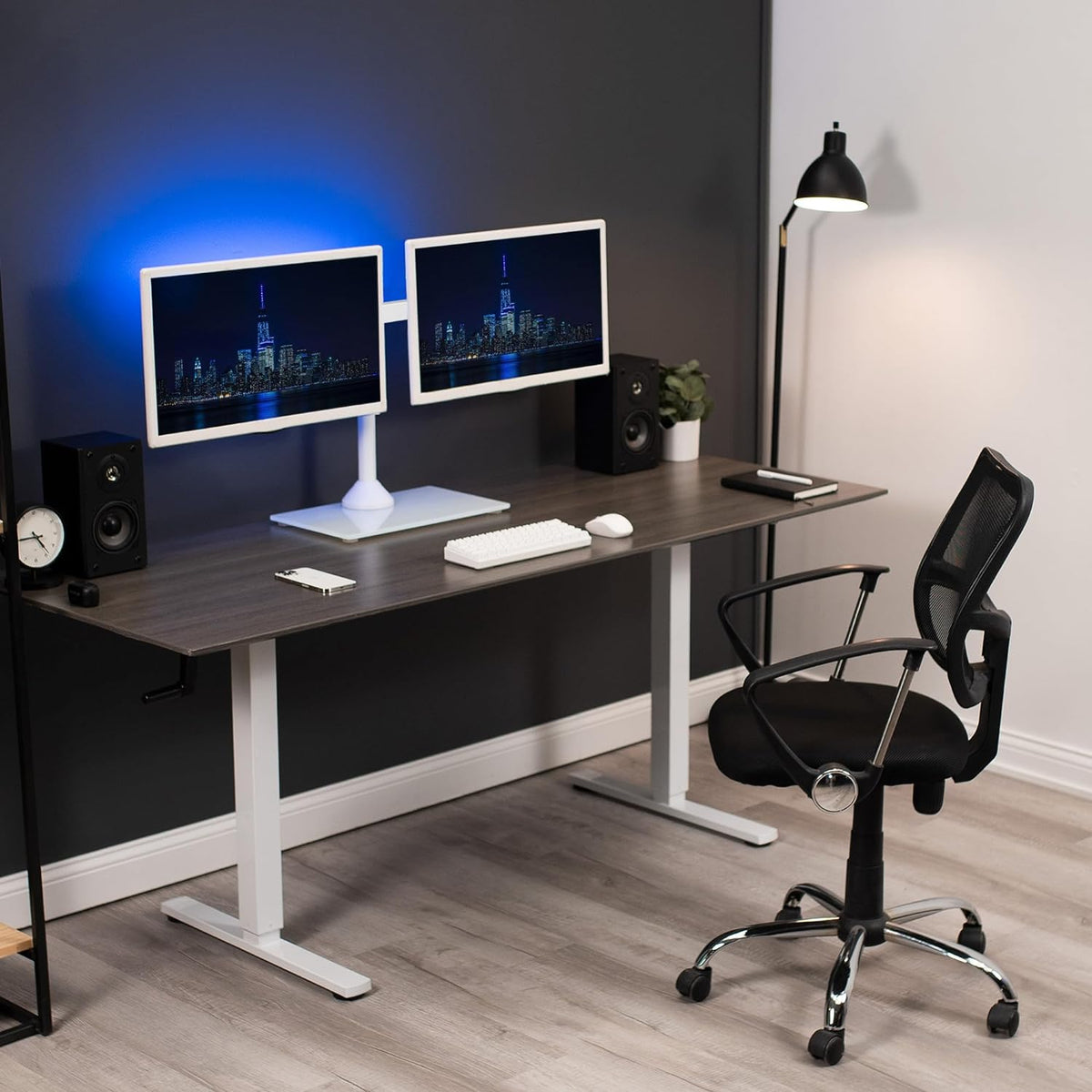 vivo dual monitor desk stand for 13 to shown in use