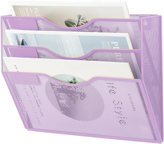 EASEPRES 3 Pocket Mesh Hanging Wall File Organizer, Wall Mounted Mail Paper - Image 7