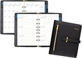 AT-A-GLANCE Faux Leather Undated Starter Set, 7-Ring, 5-1/2" x 8-1/2", Desk Size, Fashion, Black (DR1118-040-05)