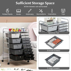 COSTWAY 15 Drawers Storage Cart, Mobile Tools Scrapbook Paper Organizer Cart - Image 4