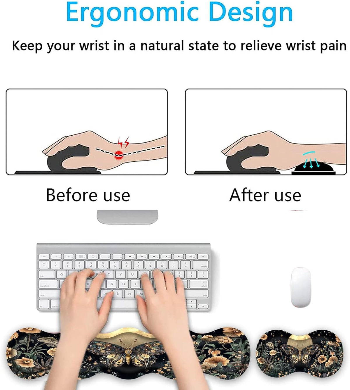 Keyboard Wrist Rest Set,Memory Foam Wrist Support Mouse Pad,31.5"x11.8&q...