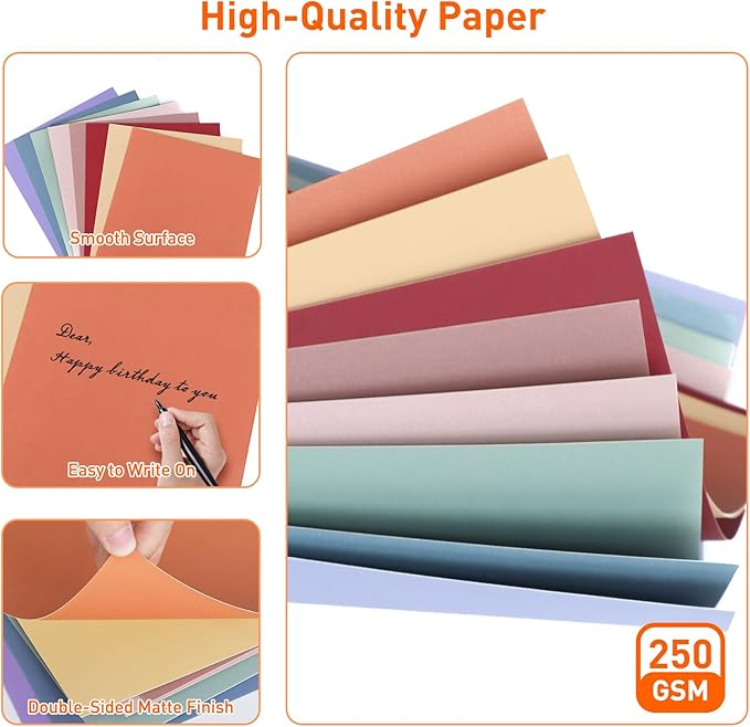 MAXECHO 8.5"×11" Colored Cardstock 32 Sheets, 250gsm/92lb Double-Sided - Image 3