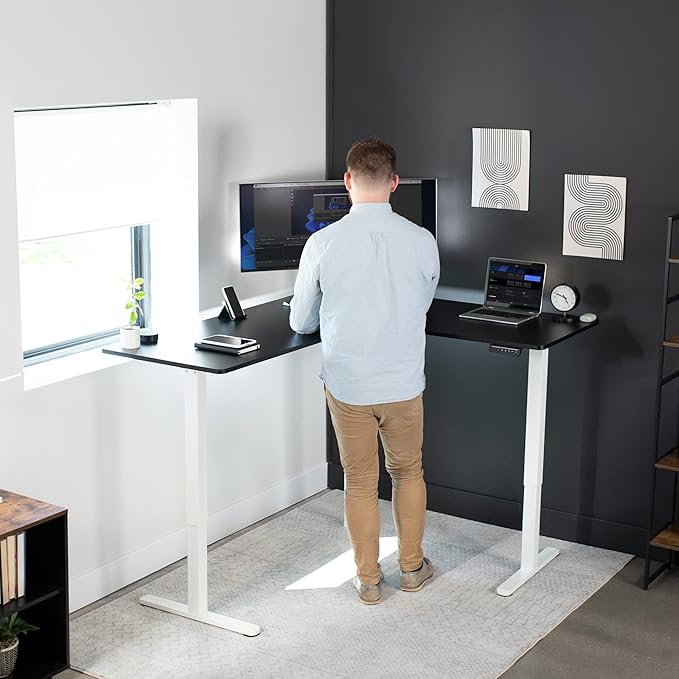 VIVO Electric Corner 63 x 55 inch L-Shaped Standing Desk, Memory Height - Image 2