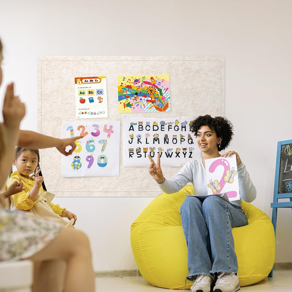 Felt Bulletin Board 48x36 inches, Decorative Pin Board for Home & Office