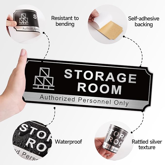 Storage Room Sign for Business Door, Self-Adhesive Durable Modern Storage Room - Image 4